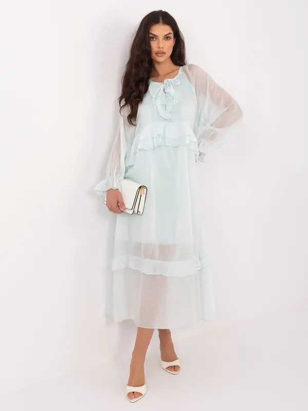 Italy Moda Boho haljina boje mente s podstavom