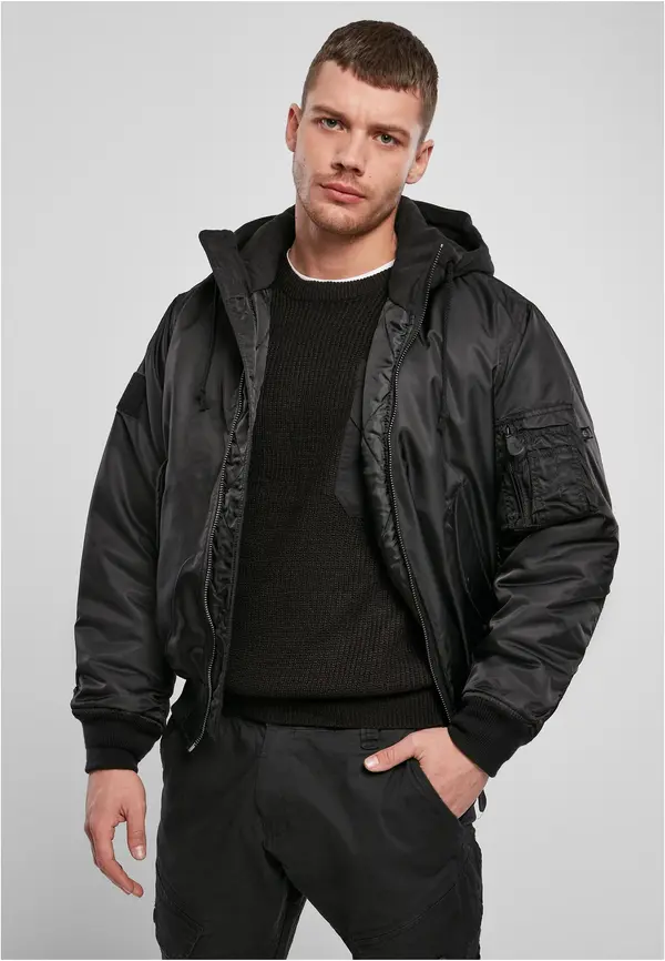 Brandit Bomber jacket with hood MA1 black