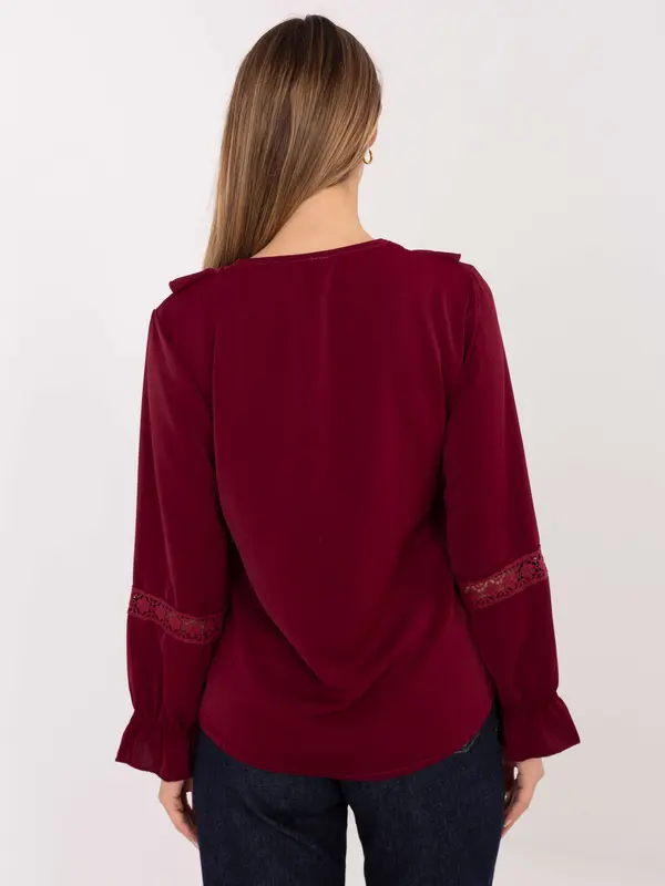 MODA ITALY Bordo bluza s čipkom