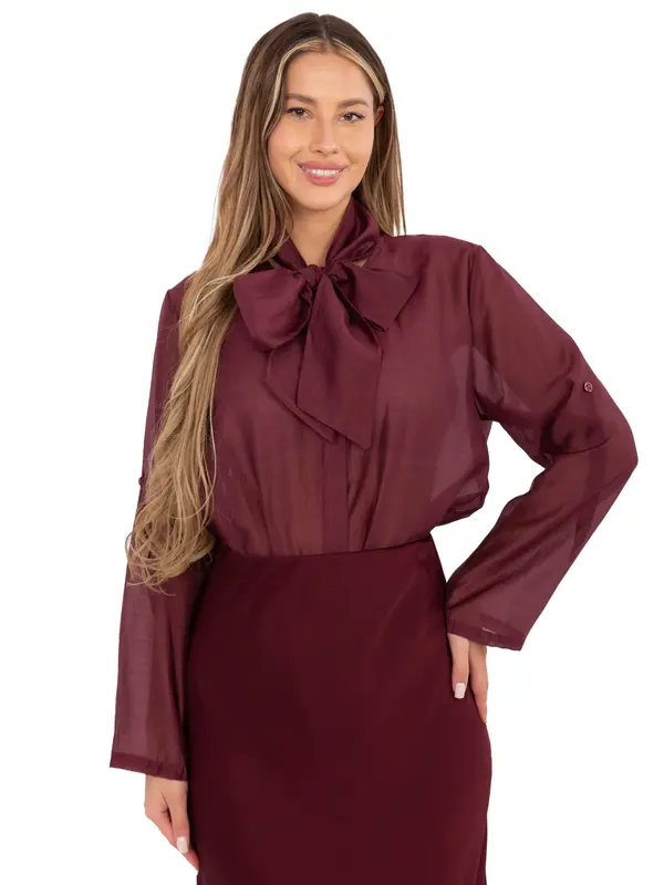 Factory Price Bordo bluza s mašnom