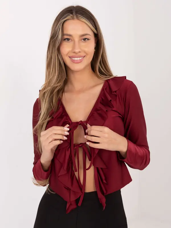 MODA ITALY Bordo bluza s volanima