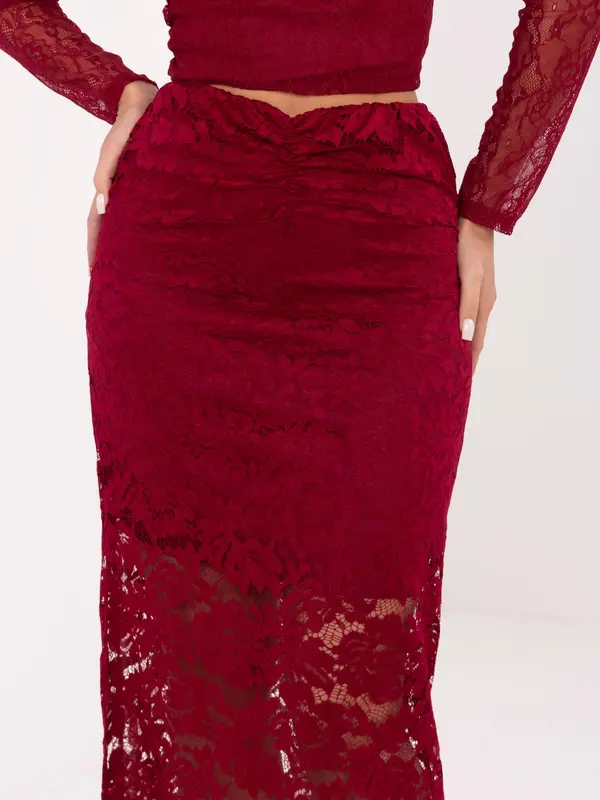 Italy Moda Bordo čipkasta maxi suknja