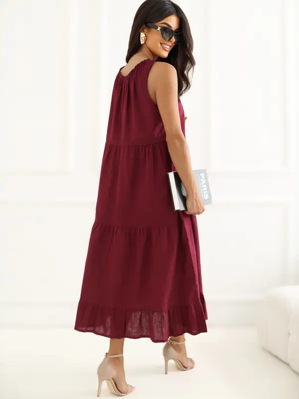 Italy Moda Bordo maxi haljina s lanom