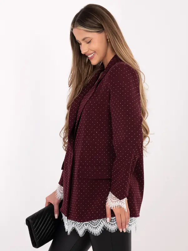 Italy Moda Bordo prošivena bomber jakna s čipkom