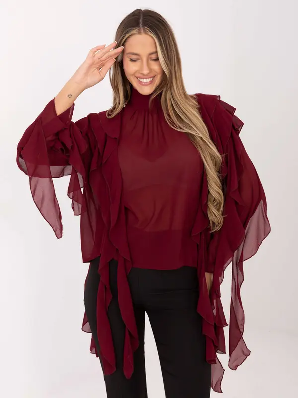 Factory Price Bordo šifonska bluza s volanima
