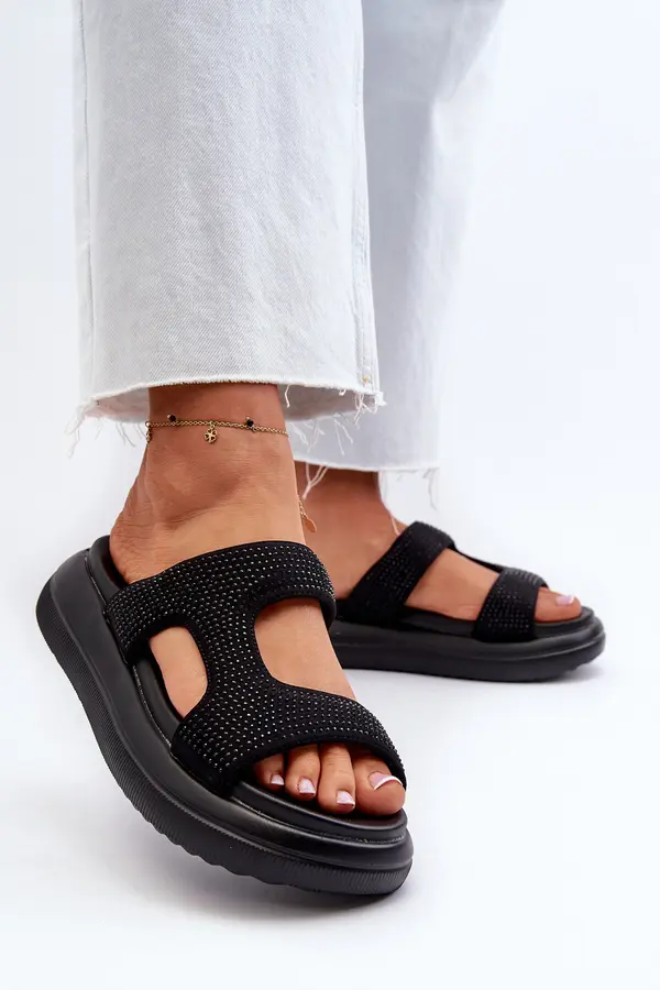 Boto Boto Black Platform Women's Embellished Slippers Jestella
