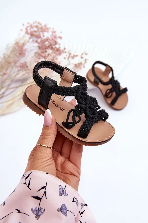 Boto Boto Children's Braided Slip-on Sandals Black Tracy