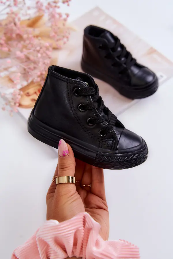 Boto Boto Children's Leather High Sneakers Black Marney