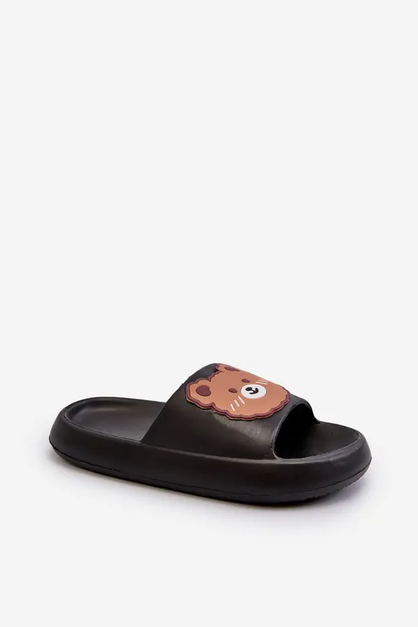 Boto Boto Children's Lightweight Slippers With Bear Black Lindeheta