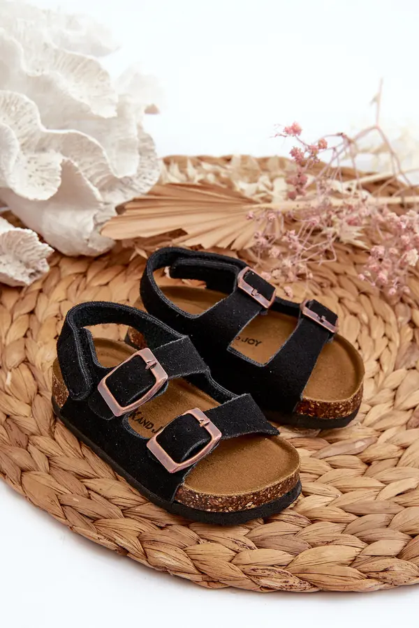 Boto Boto Children's Sandals with Cork Platform Velcro Fastening Black Rorria