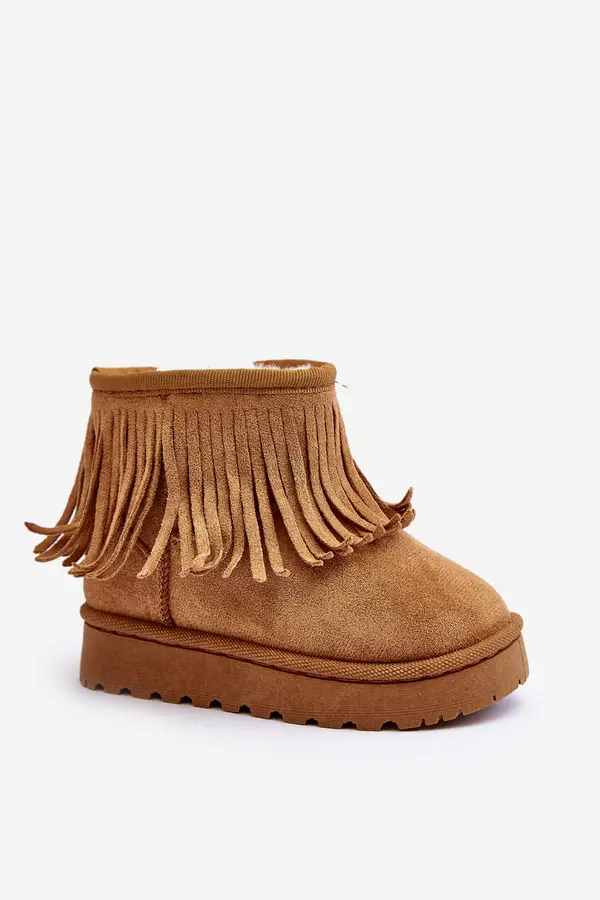 Boto Boto Children's Snow Boots with Decorative Fringes Camel Nimia