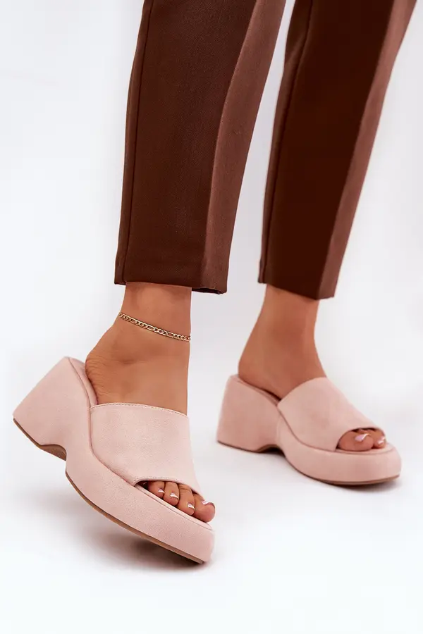Boto Boto Eco Suede Women's Slippers On Platform And Wedge Pink Afisal
