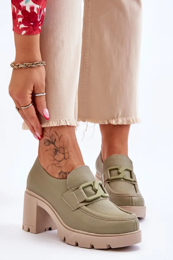 Boto Boto Elegant shoes on a pillar With Silver Ornament Green Harmell