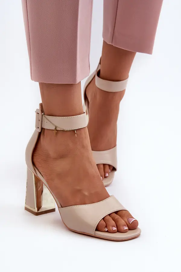 Boto Boto Elegant Women's Sandals with Block Heel Beige Rosazara
