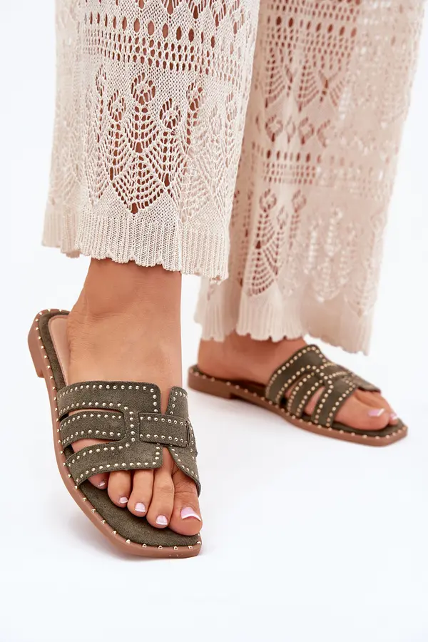 Boto Boto Embellished Flat Sandals Green Anniles