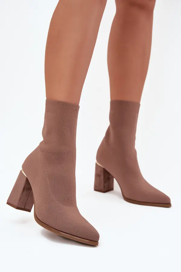 Boto Boto Fabric Slip-On Women's Ankle Boots on Heel Beige Virelle