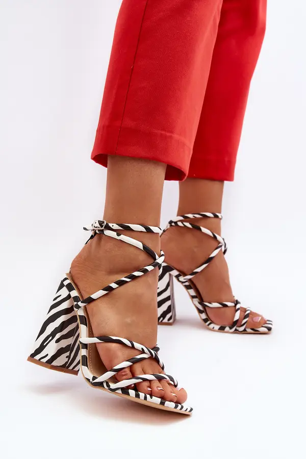 Boto Boto Fashionable Beige Zebra High Heel Sandals Josette