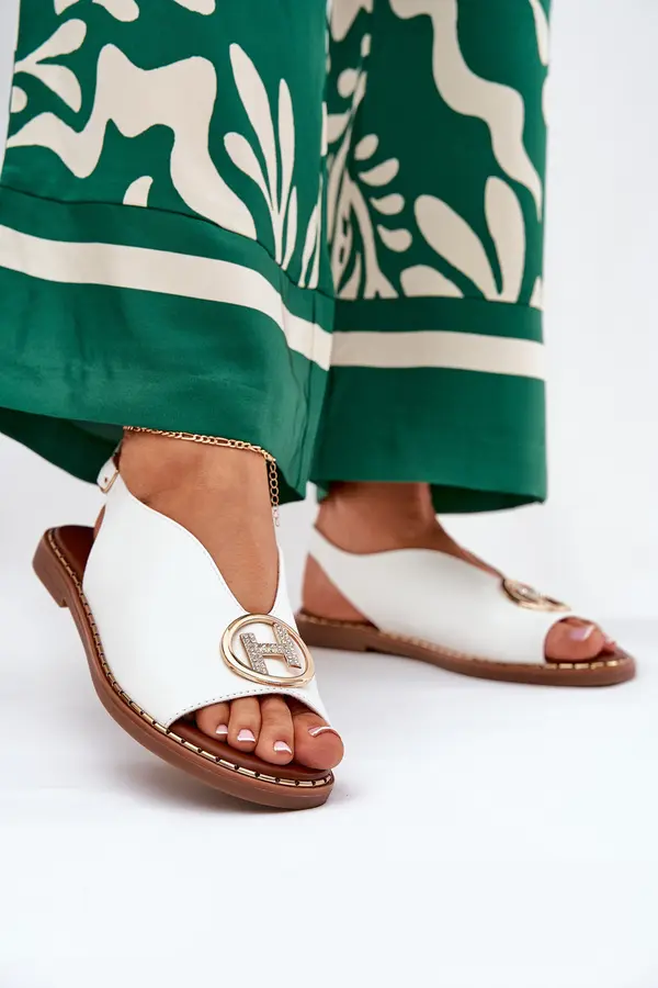 Boto Boto Flat Elegant Sandals With Decoration White Iseliria
