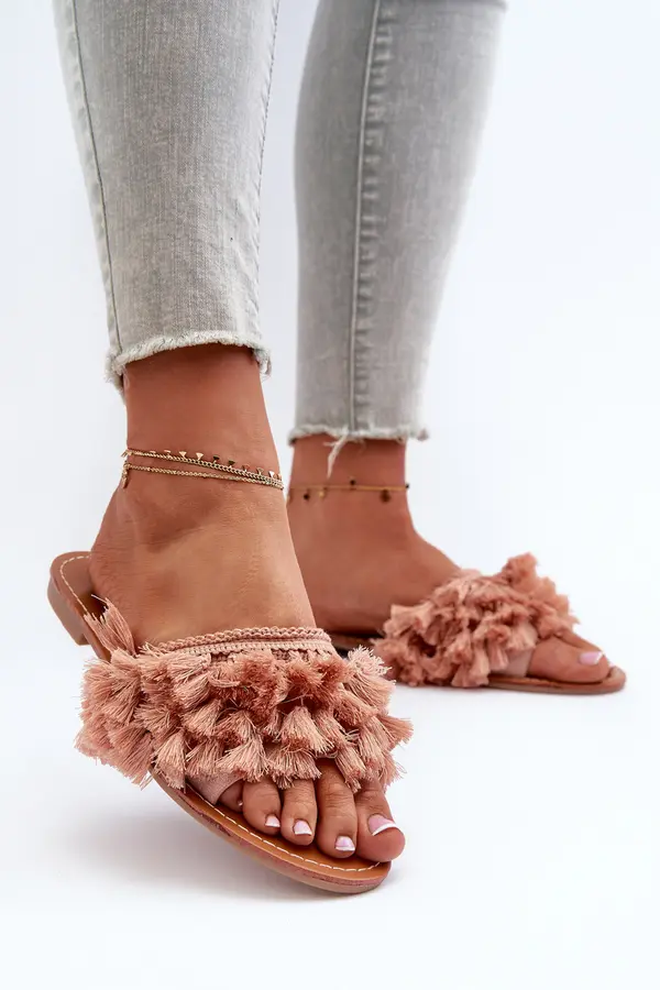 Boto Boto Flat Women's Slippers with Tassels Dirty Pink Rialle