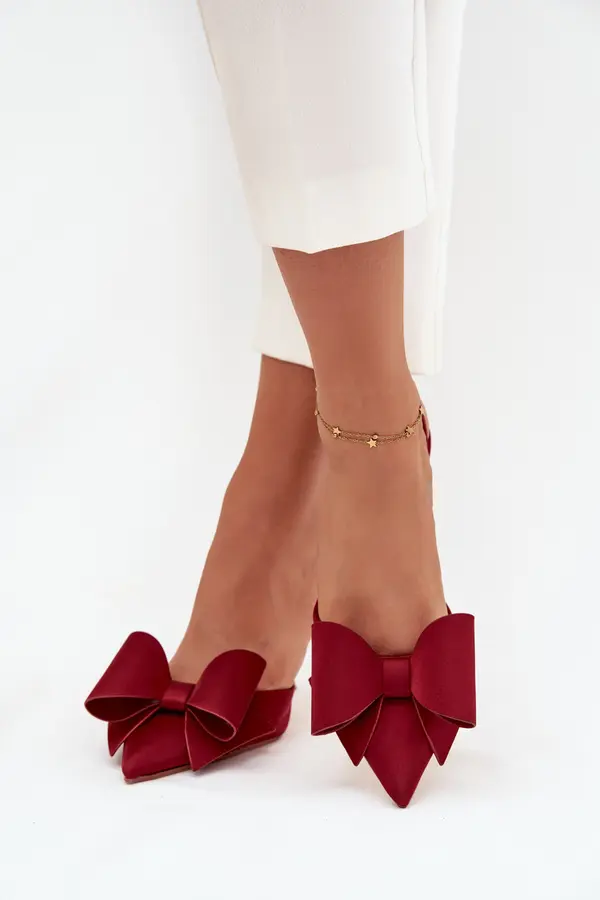 Boto Boto High heels with open heels and bow Bordeaux Eklevia