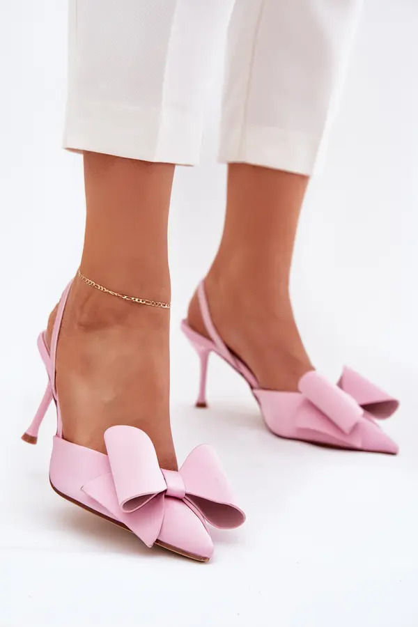 Boto Boto High Heels With Open Heels And Bow Pink Eklevia