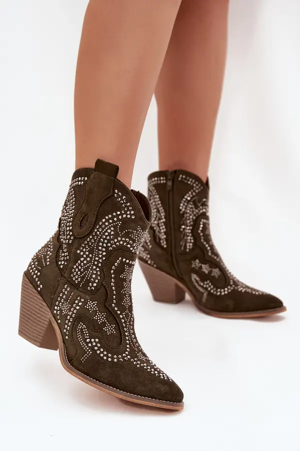 Boto Boto Insulated Women Cowboy Boots With Decoration Dark Green Lelira