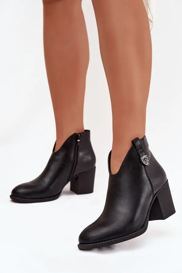 Boto Boto Insulated Women's Ankle Boots On Heel From Eco Leather Black Talienne