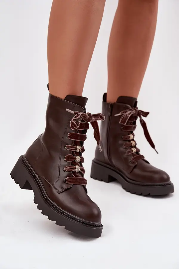 Boto Boto Insulated Women's Boots With Decorative Lacing Chocolate Elindra