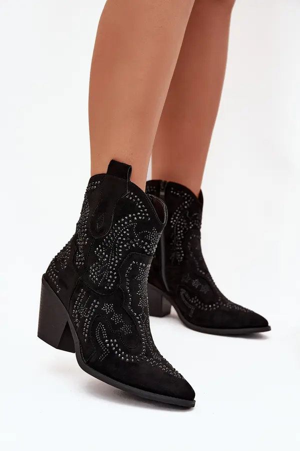 Boto Boto Insulated Women's Cowboy Ankle Boots With Decoration Black Lelira