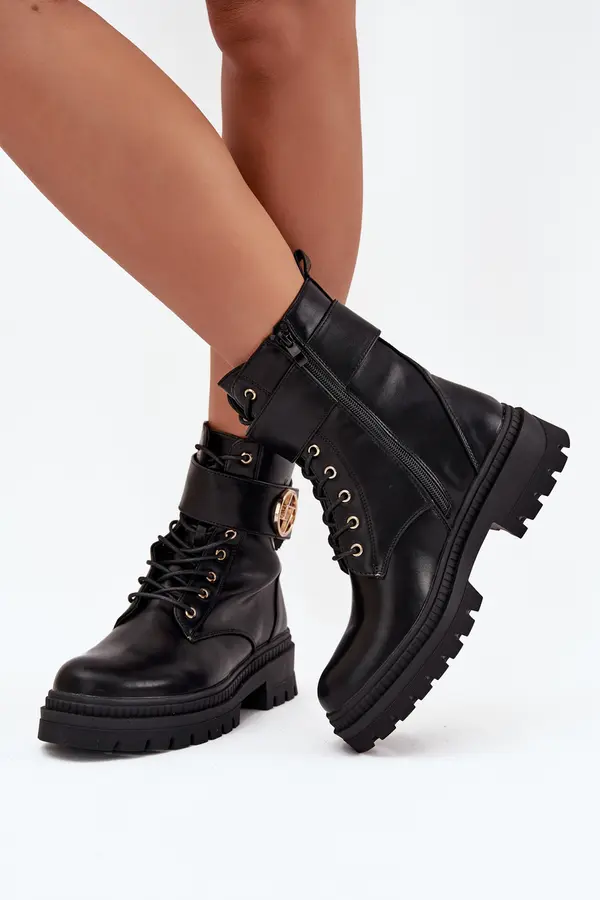Boto Boto Ladies Work Boots With Gold Detail Insulated Black Fiorena