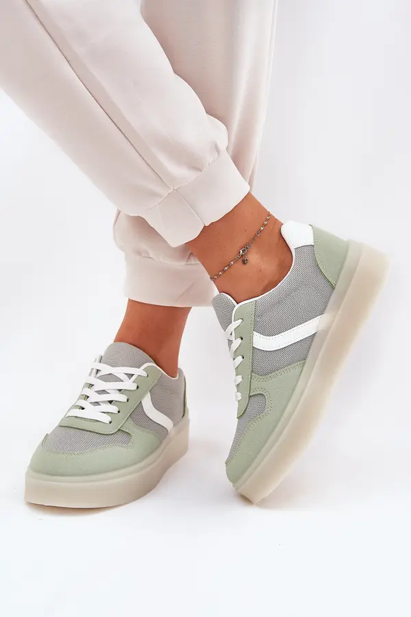 EVENTO Boto Low Women's Sneakers On Platform Green Telmira