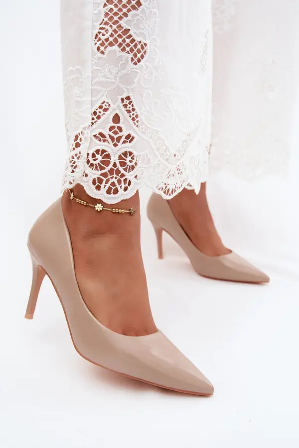 Boto Boto Patent Leather Heels From Faux Leather Dark Beige Tropessa
