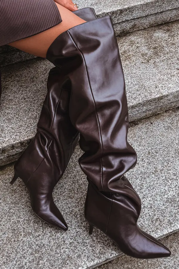 Boto Boto Slip-on Women's High Heel Boots Chocolate Ysolienne