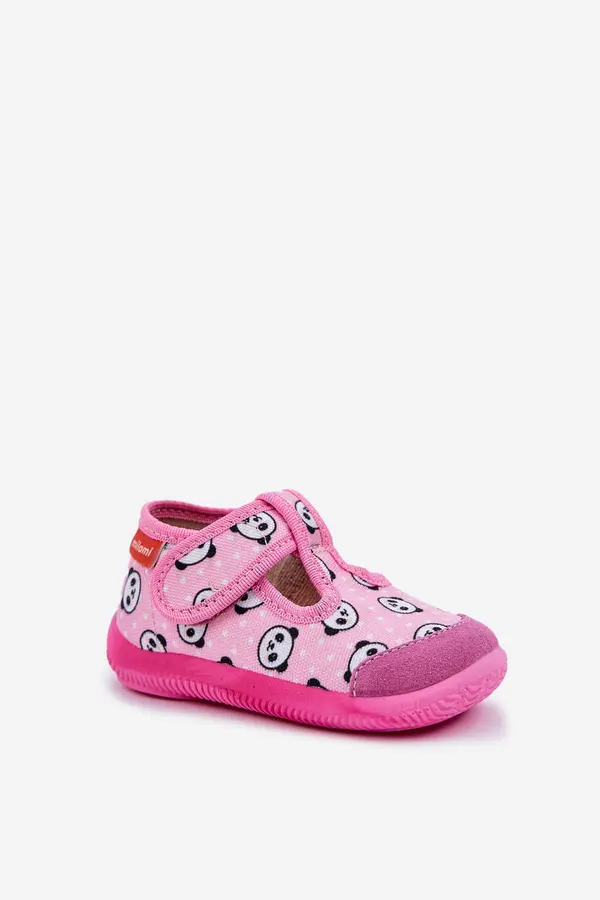 Milami Boto Slippers Milami Children's Elastic With Velcro In Panda Pink Ambette
