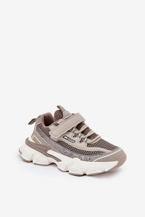 Boto Boto Sneakers Sport Shoes For Kids With Velcro Khaki Ronivelle