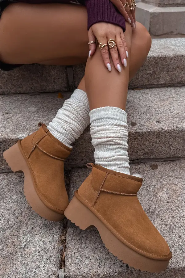 Boto Boto Snow boots made of natural suede lined with warm fleece Camel Milora