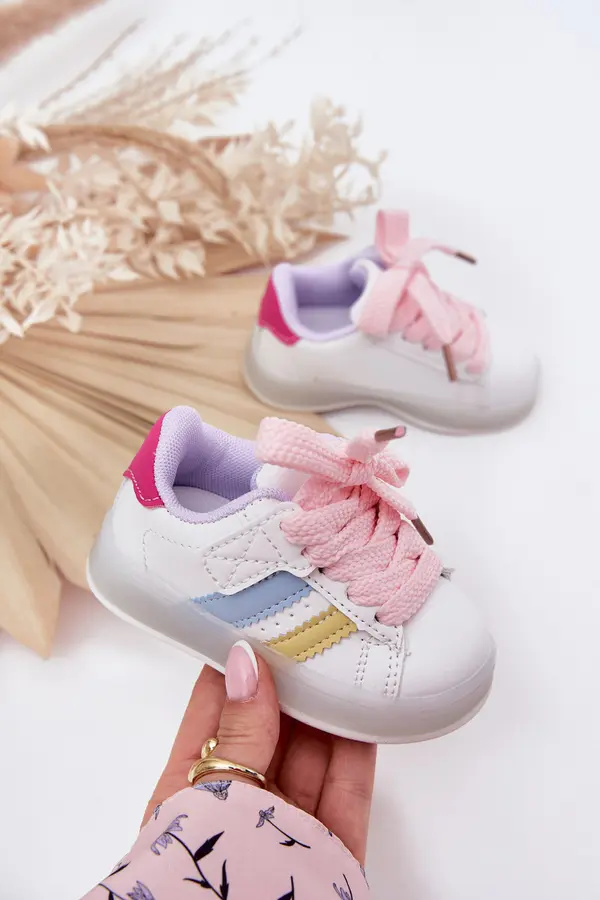 Boto Boto Sports Shoes Kids Sneakers With Light Up Sole White-Pink Arielle