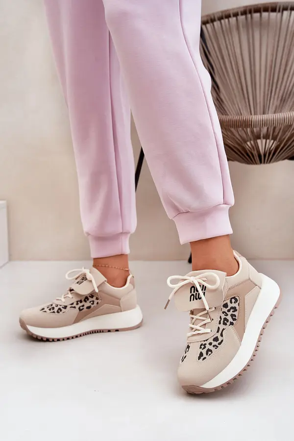 Boto Boto Sports Shoes Sneakers Womens Platform Leopard Beige Pumbes