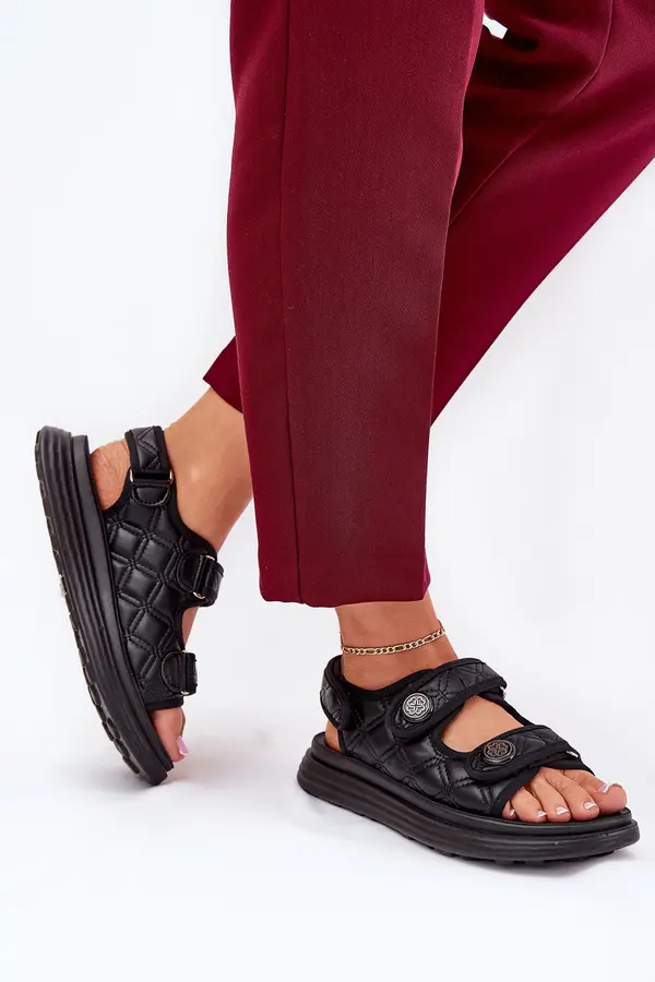 Boto Boto Women Sandals With Decorative Details On Velcro Black Zoliner
