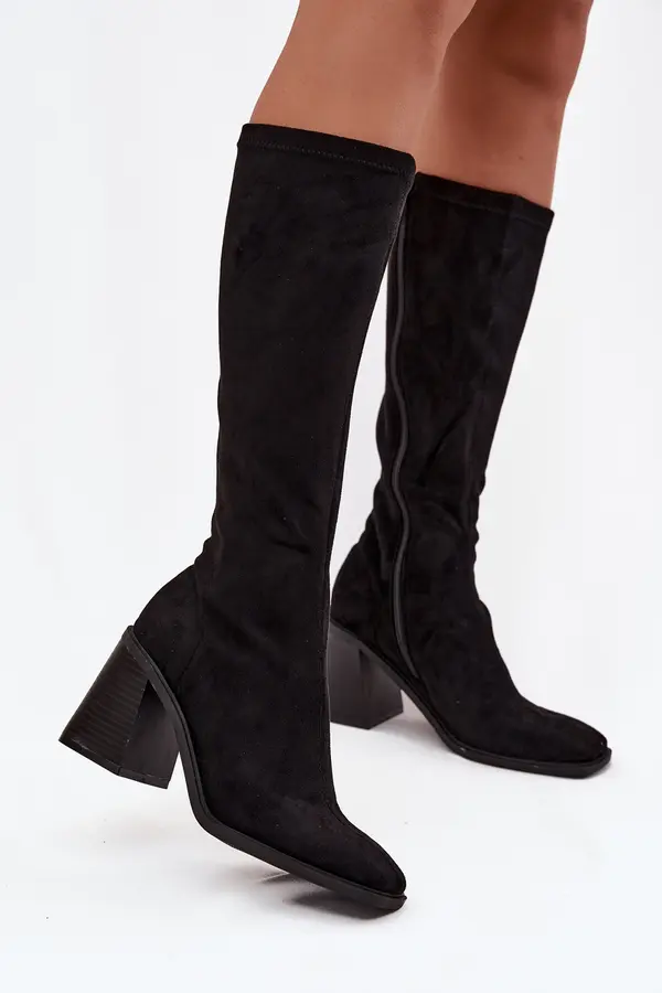 Boto Boto Women's Boots on a Thick Heel Eco Suede Black Traven