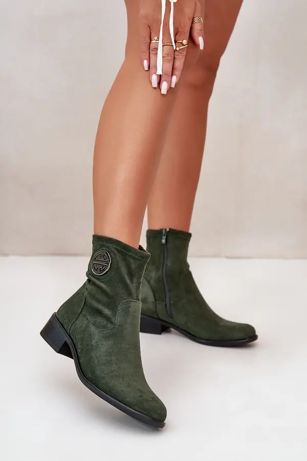 Boto Boto Women's Boots With Zip And Decorative Detail Eco Suede Green Lerioria