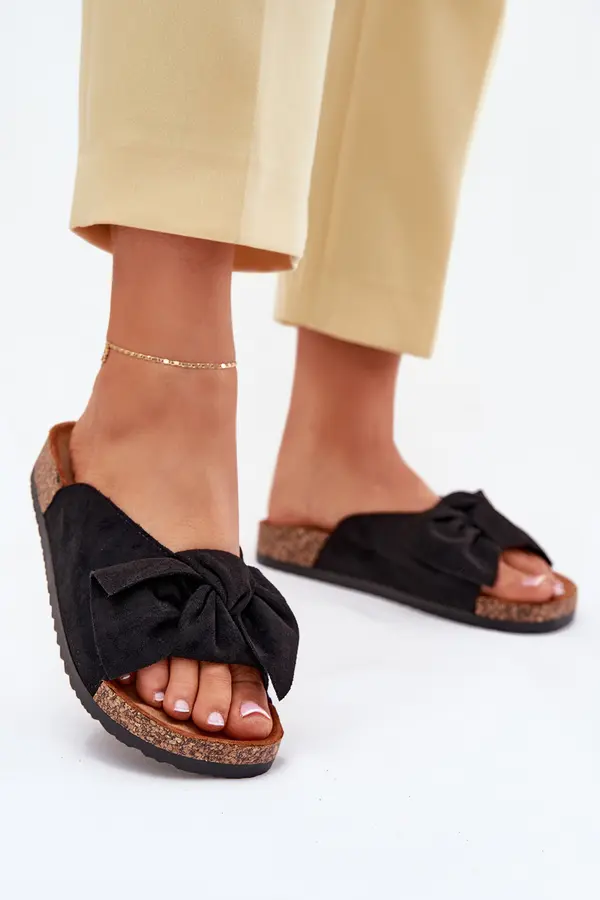 Boto Boto Women's Cork Sole Sandals With Bow Black Seressa