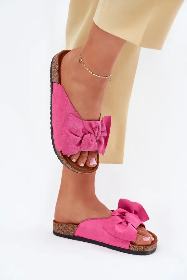Boto Boto Women's Cork Sole Slippers With Bow Fuchsia Seressa