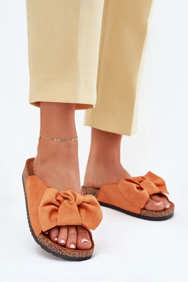 Boto Boto Women's Cork Sole Slippers With Bow Orange Seressa