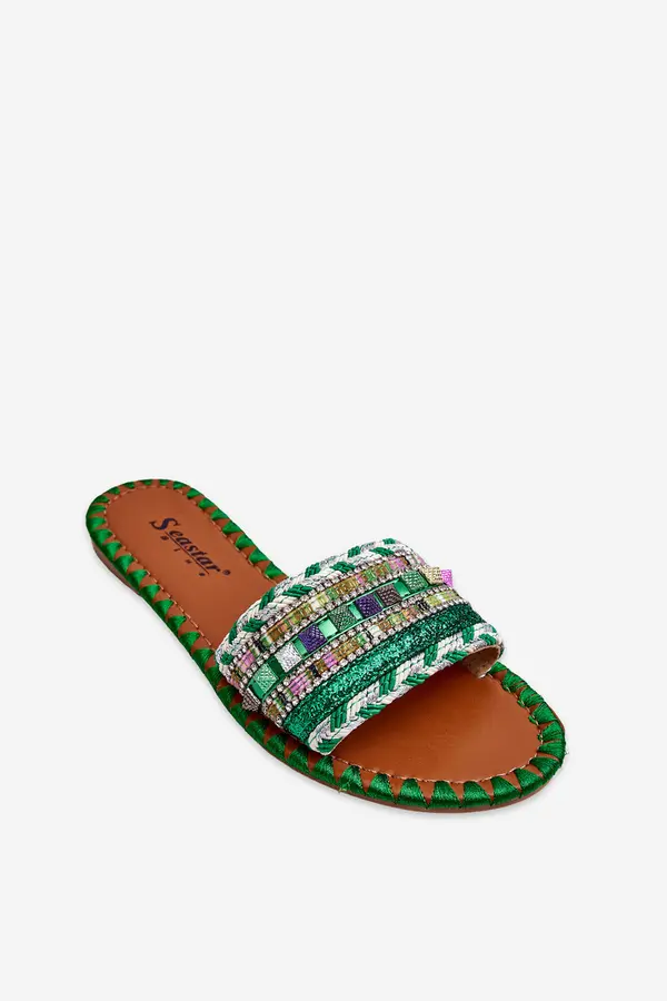 Boto Boto Women's Embellished Slippers Green Bellisa