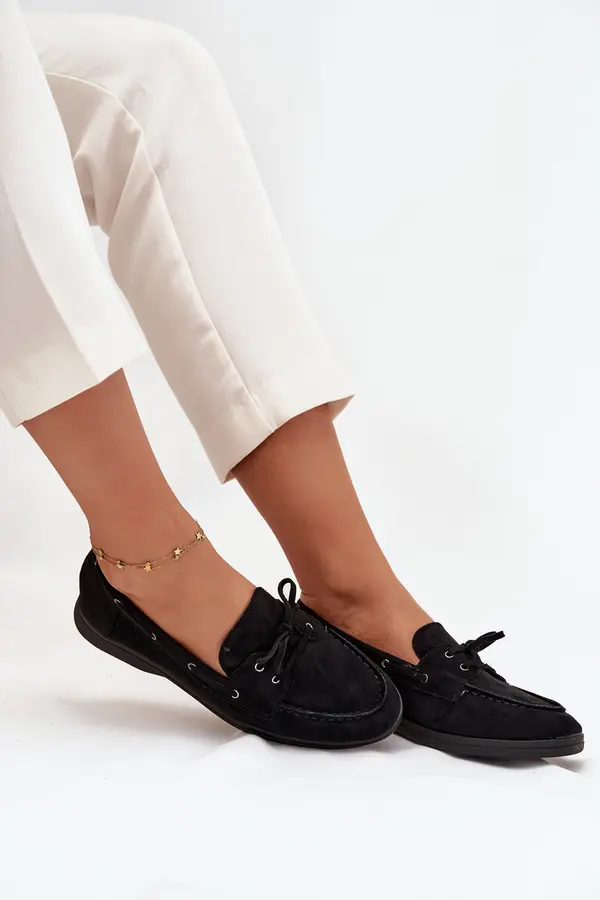 Boto Boto Women's Flat Loafers with Laces Black Zalina