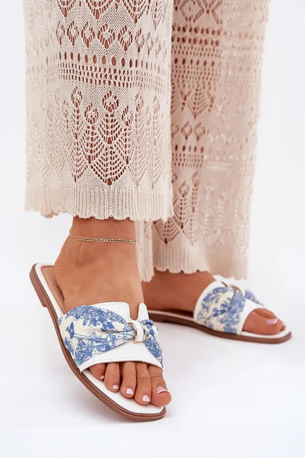 Boto Boto Women's Flat Sandals With Bow White Avenza