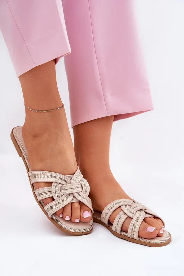 Boto Boto Women's Flat Sandals With Intertwining Straps Beige Acimine