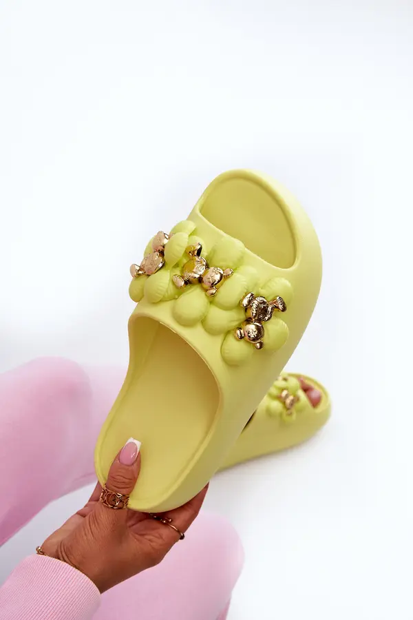 Boto Boto Women's Foam Slippers With Decorations On Thick Sole Lime Bremavia