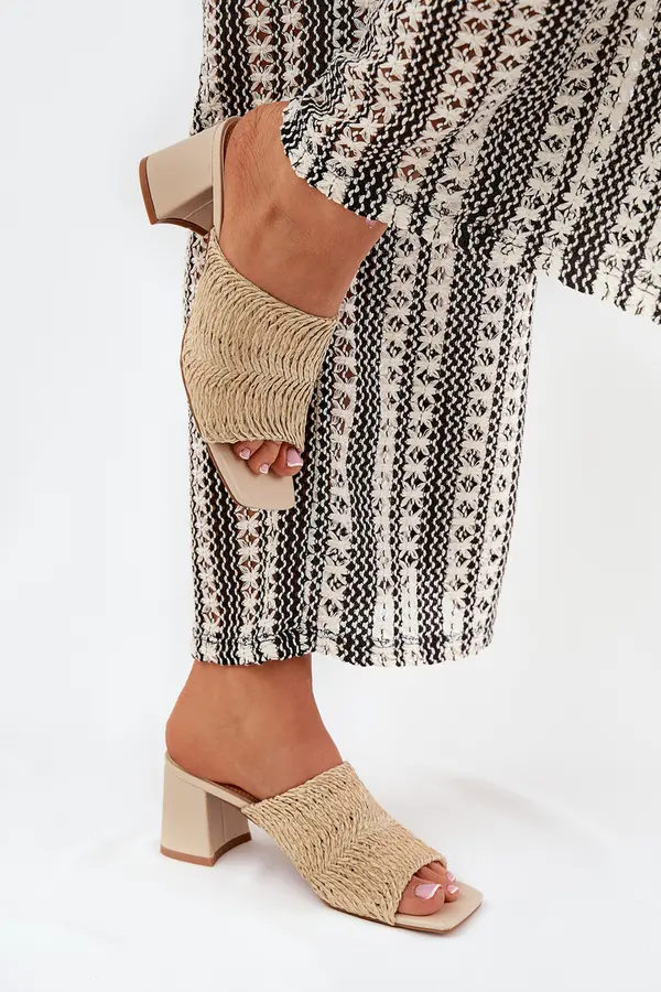 Boto Boto Women's Heeled Sandals With Weaving Beige Ciariloria